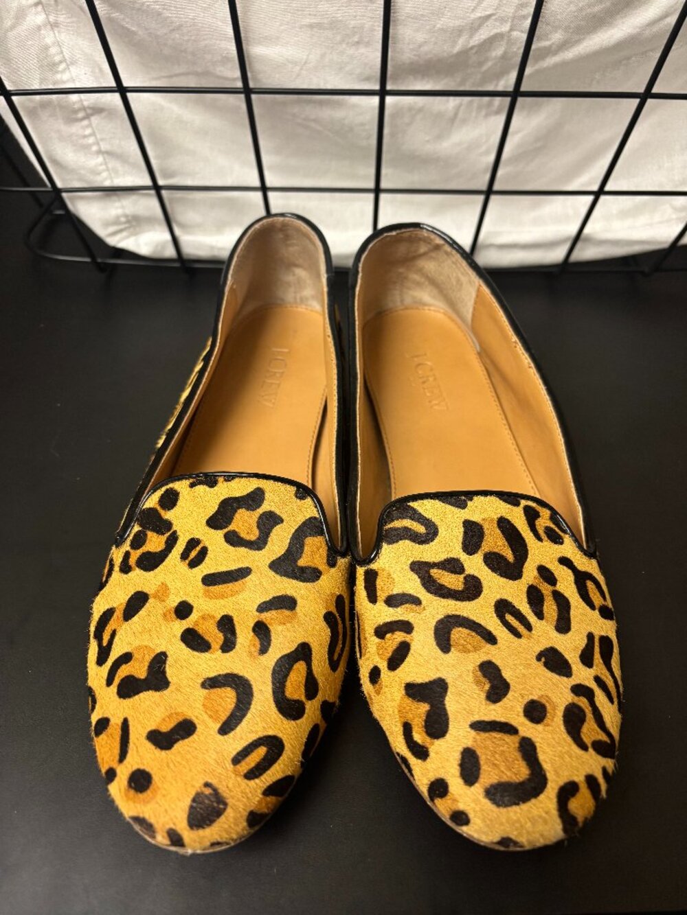 J.Crew Leopard Calf Hair Smoking Loafer Flats Women’s 8.5